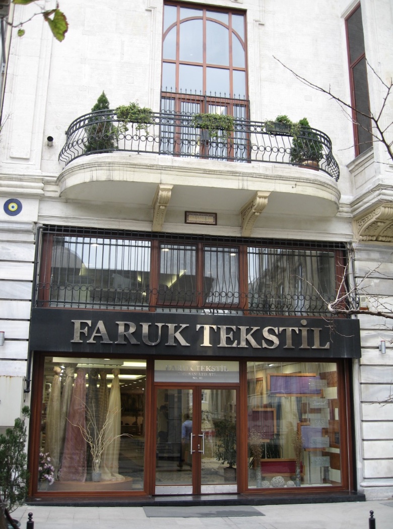 Faruk Tekstil store and showroom facade on Aşirefendi Street